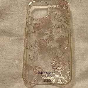Kate Spade Pink Floral Transparent iPhone 15 Pro Phone Case